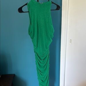 Lulu's Green Halter Ruched Cocktail Dress